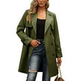 thumbnail image 6 of Niaviben Women's Long Trench Coat Double Breasted Trench Coat Women Windproof Jacket Women's Jackets Women Trench Coat Waterproof Rain Jacket Women's Coats Army Green L, 6 of 7