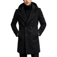 thumbnail image 2 of Trikvn Men Peacoat Wool Winter Trendy Tweed Long Hooded Double Breasted Overcoat Warm Vintage Outerwear with Pockets Thermal, 2 of 7