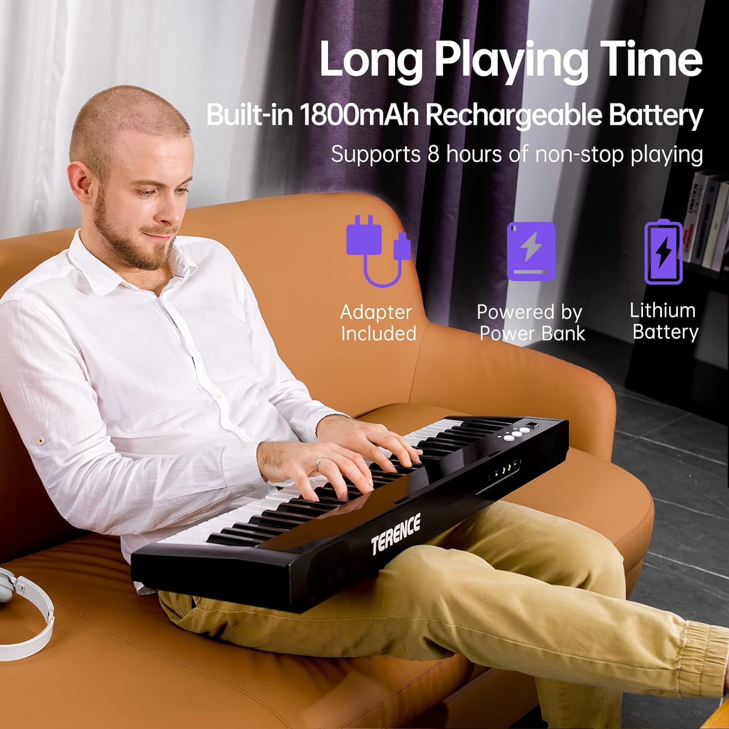 TERENCE Electronic Piano with 61 Semi Weighted Keys