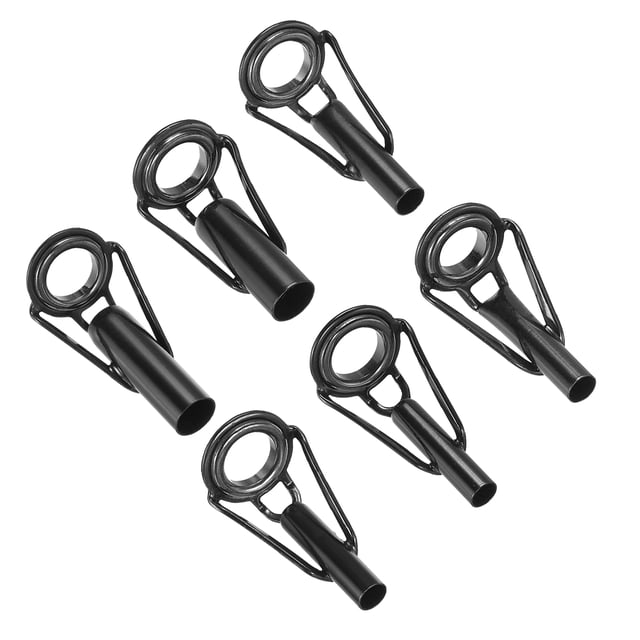 Unique Bargains Kit de Réparation de Pointe de Canne à Pêche en Acier Inoxydable 3.0-6.5mm, Remplacement de Guide d'Anneau de Canne pour Pêche, Noir 6 Pack