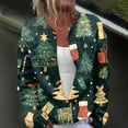 thumbnail image 2 of Women's Fashion Christmas Printed Long Sleeve Knitted Cardigan Button Down Jacket for Holiday Casual Wear and Women's Outerwear with Festive Design,Dark Green,3XL, 2 of 6