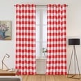 thumbnail image 2 of Red White Plaid Kitchen Curtains 96 Inch Length, Modern Farmhouse Buffalo Check Gingham Grommet Top Bedroom Living Room Curtains, Light Filtering Cafe Curtain Drapes 2 Panels Set 104''x96'', 2 of 9