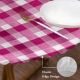 thumbnail image 4 of Pink Gradient Buffalo Plaid Fitted Round Tablecloths Elastic Edged Table Covers 45"-54",Waterproof Table Cloth for Kitchen Holiday Party Tables Decor, 4 of 9