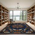 thumbnail image 2 of ODIKA 9'x12' Washable Area Rug Non-Shedding, Easy Care Boho Floral With Mystical Celestial Medallion Accents Witchy Moth Refined for Master Suite, California King, Under Bed, 2 of 7