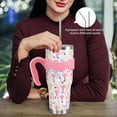 thumbnail image 2 of Flamingo 40oz Tumbler with Handle and Straw, Pineapple Flamingo Cup Coffee Mug Stainless Steel Insulated Water Bottle, Yellow Pink Flamingo Gifts for Women Girl Birthday Christmas, 2 of 6