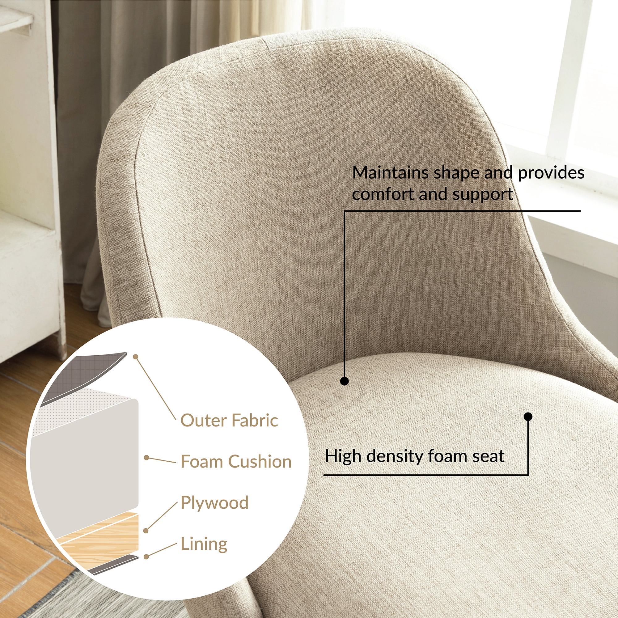 Leick Home Set of 2 Barrel Back Bar Stools with High Density Foam Seat