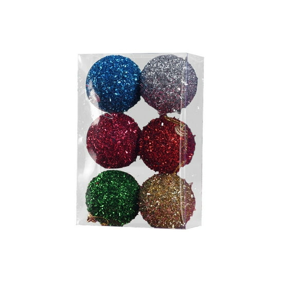 FeiFu 6PCS Christmas Ball Set Ring Painted Flocked Ball Set Christmas Tree Hanging Decoration Diameter Thick Eye-Catching Design