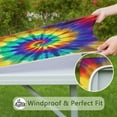 thumbnail image 6 of Colorful Rainbow Tie Dye Spiral Pattern Square Fitted Tablecloth with Elastic Edge,Square Table Cover,Washable Elastic Table Cover for Home Kitchen Party Decor 36"x36", 6 of 6