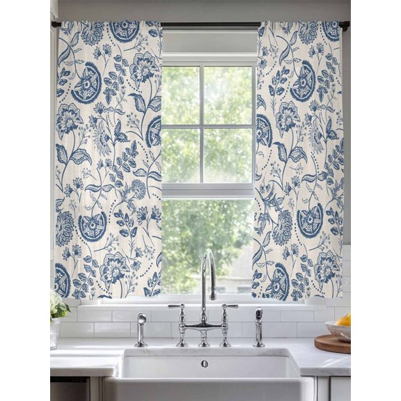 Vintage Spring Floral Sheer Curtains for Living Room Bedroom Farmhouse Summer Botanical Retro Sheer Curtains 63 Inch Long 2 Panels Set Light Filtering Curtain Window Treatments Drapes for Dining Room