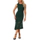 thumbnail image 1 of Vestido sin mangas de encaje Inspire Chic para cóctel de mujer, con dobladillo asimétrico y volantes en forma de cola de pez, talla XL, verde oscuro, 1 of 6
