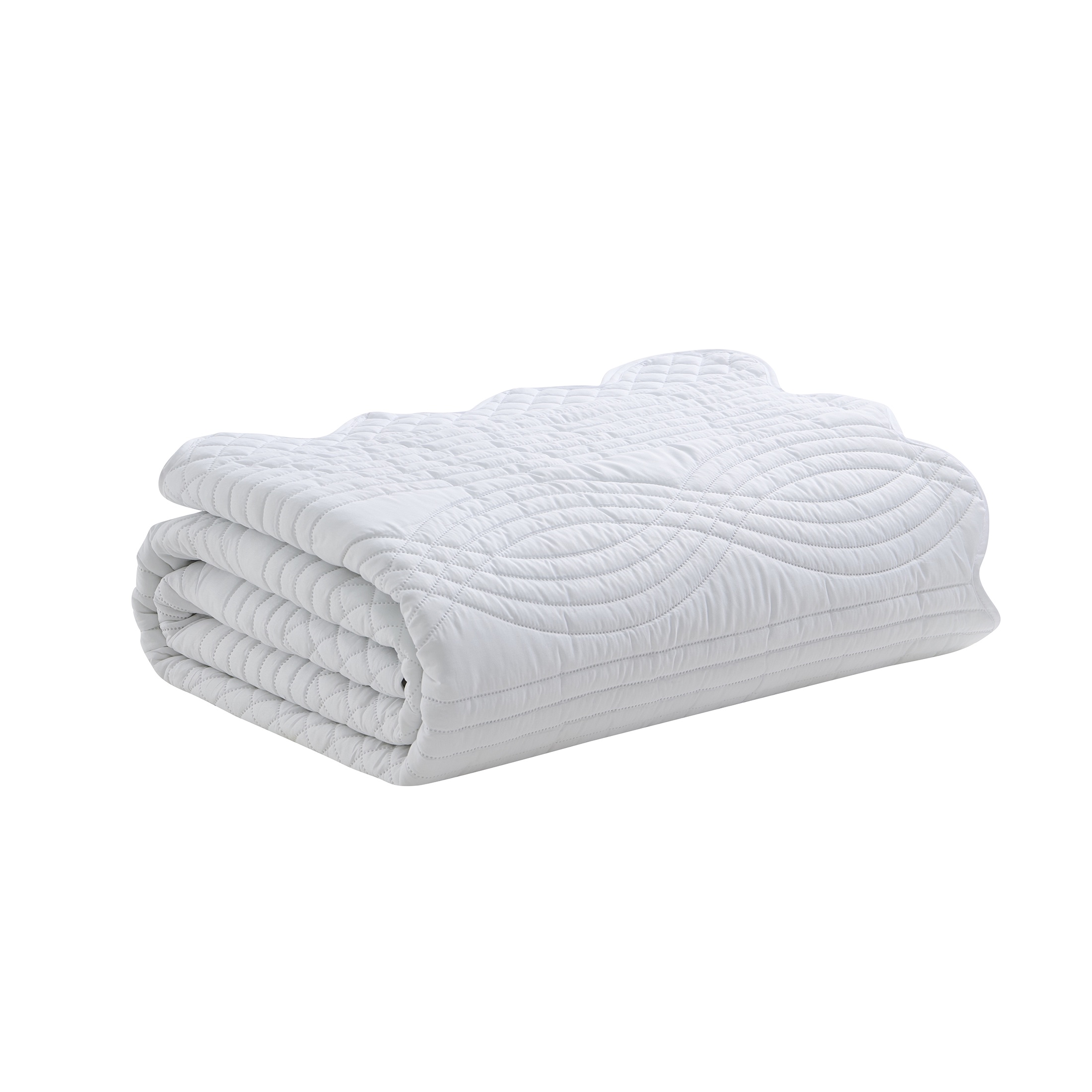 VCNY Home White Scallop 3-Piece Adult Microfiber Quilt Set, Full/Queen