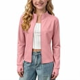 thumbnail image 3 of Mitankcoo Girls Mock Neck Zip Up Jacket Slim Long Sleeve Athletic Coat with Thumb Holes Lightweight Casual Outerwear 3-15Y, 3 of 7