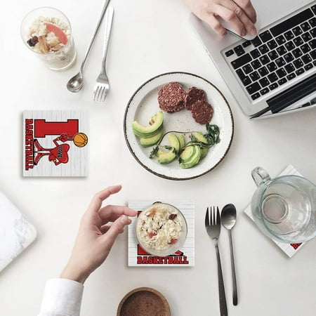 

FMSHPON I Love Basketball on Wooden Plank Set of 4 Coaster for Drinks Absorbent Ceramic Stone Coasters Cup Mat with Cork Base for Home Kitchen Room Coffee Table Bar Decor