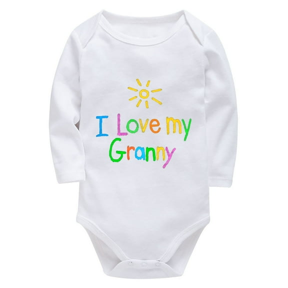 I Love My Granny Newborn Onesie Gender Neutral Long Sleeve Cotton Onesie White Baby Girl Clothes Romper