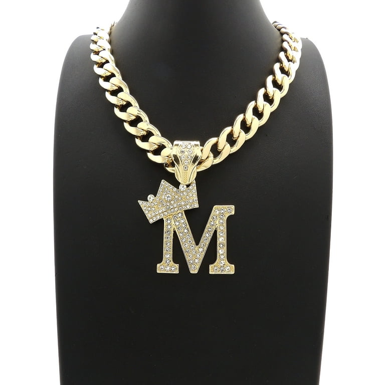 iJewelry2 Kings and Queens Crowned Initial Letter M Crystals