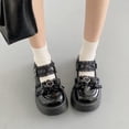 thumbnail image 2 of KIJBLAE Women's Lolita Shoes Bowknot Decorated Round Toe Chunky Heel Mary Jane Shoes Black 38, 2 of 9