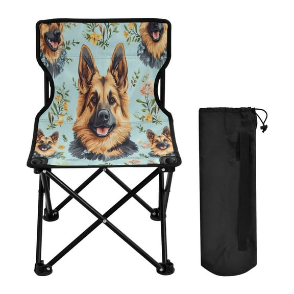 WOBOGO Shepherd Dog Camping Chair Convenient Four Corner Backrest Folding Stool Can Hold Up to 220lbs