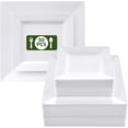 thumbnail image 1 of 50 platos de Vajilla de Platos Cuadrados,platos de plastico elegantes,Platos Elegantes Reutilizables para Fiesta,Incluye 25 Platos Grandes (25 cm) y 25 Platos medianos (16 cm),para fiestas y cenas, 1 of 4