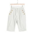 thumbnail image 6 of vigerkar Women's Knee Length Bermuda Shorts Elastic Waist Drawstring 10" Long Shorts Loose Fit Plus Size Summer Beach Short White, XXL, 6 of 6