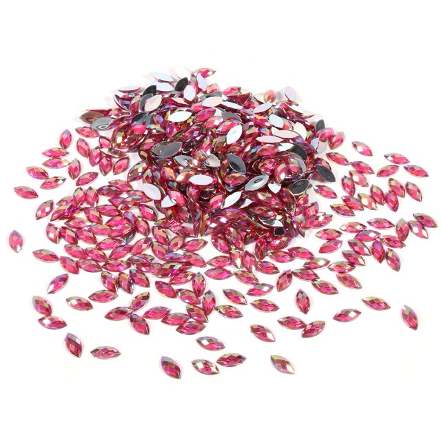 Qiilu 500pcs 7*15mm Crystal Rhinestones Acrylic Flat Back Horse Eye Shape Decor For Clothes Phone, Phone Decoration, Acrylic Rhinestone