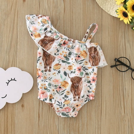 

Gubotare Summer Toddler Girls Ruffles 1 Piece Swimwear Cartoon Cow Prints Beach Onesie Swimsuit Bikini Swimsuit Toddler Girl Yellow 6-12 Months