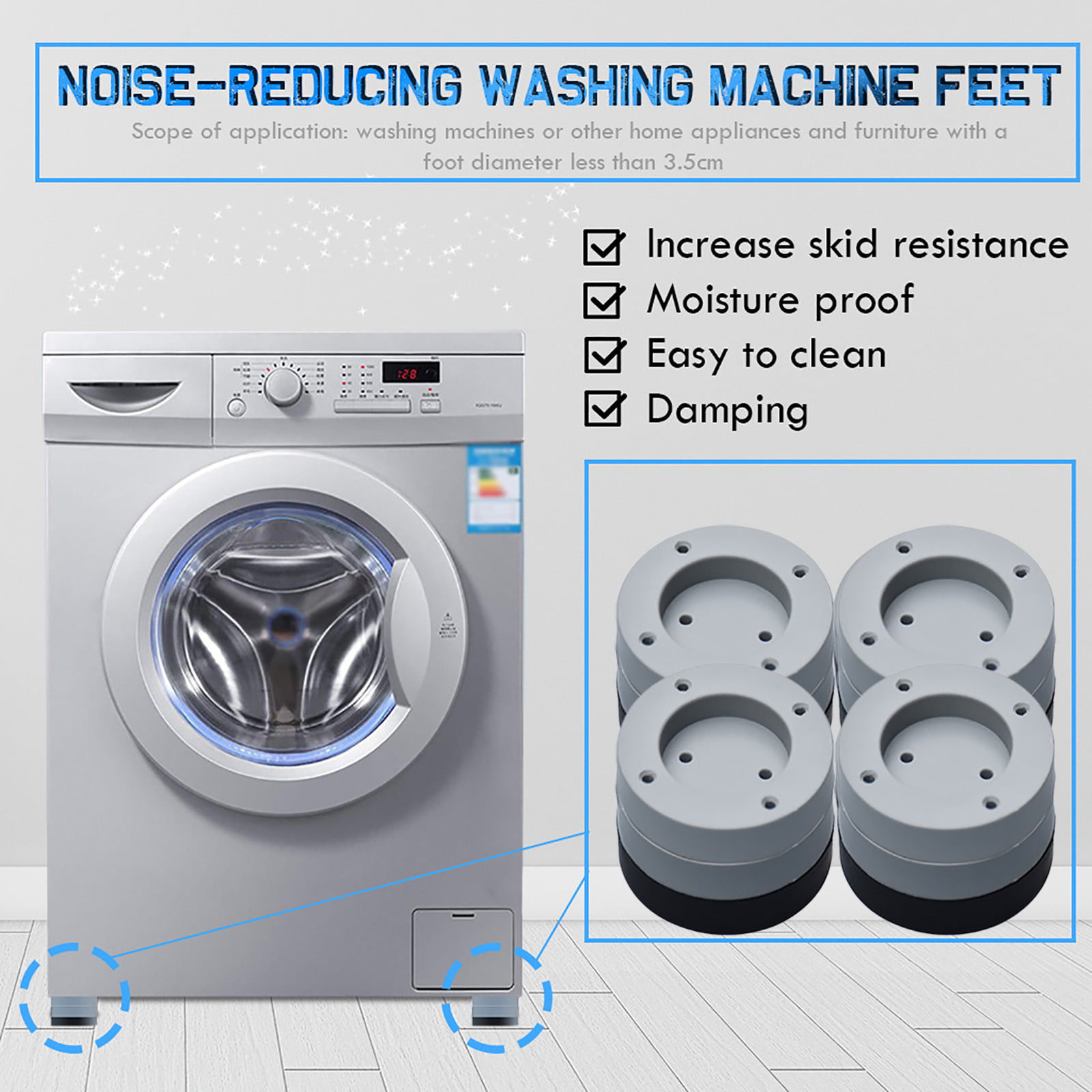 4Pcs/set Non-Slip Anti-Vibration Feet Pads Washing Machine Rubber Mat Noise-redu 