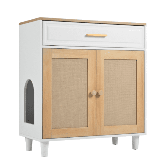 Euroco Cat litter box Cat house With Sisal scratching door Charging socket Cat friendly furniture