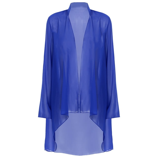 Alvivi Cardigans Kimono pour Femmes en Mousseline Transparente, Cache-Maillots Décontractés Amples à devant Ouvert, Boléro, Vêtement d'Extérieur, Bleu Royal, TG
