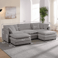 thumbnail image 2 of Mjkone U-Shaped Sectional Sofa with Ottoman, Modern Style - 5-Seater, Light Gray, 2 of 8