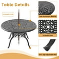 thumbnail image 5 of Hzzkey 5-Piece Round Cast Aluminum Patio Set , Red Cushions , Umbrella Hole , Black, 5 of 9