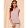 thumbnail image 2 of Allegra K Blusas vintage sin mangas con volantes para mujer Tops de trabajo con ribete de volantes Rosa S, 2 of 6