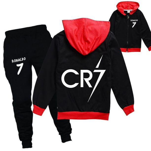 Cristiano Ronaldo Cr7 Cosplay Costumes Kids Football Idol Zipper Hoodies Pants Girls Children High Quality Cotton Clothing Sets