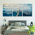 thumbnail image 5 of Shadudu Large Hand Painted Wall Art Living Room Blue Horizontal Pictures with Textured Trees on Canvas Modern Painting Artwork for Home Decor 12x16x3pcs, 5 of 6