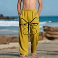 thumbnail image 2 of Soft Boys Joggers with Pockets Angry Face Print Kids Lounge Pants Graphic Sweatpants for Boys Elastic Waist Stretchy Yellow Ages 4-14,Size 4 T, 2 of 9