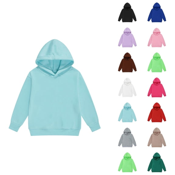 Kids Basic Hoodie Long Sleeve Fall Winter Casual Plain Hooded Sweatshirt for Boys Girls Children Pullover Tops