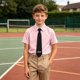 thumbnail image 5 of Odeerbi Camisa de Vestido Para Niños Con Corbata de Manga Corta Con Impresión de Carta Camisas de Uniforme Escolar, 5 of 8