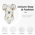 thumbnail image 4 of Rocae Bees And Flowers for One Piece Round Neck Short Sleeve Bodysuits for Women Casual Basic Bodysuit Daily Jumpsuit T Shirts-Small, 4 of 7
