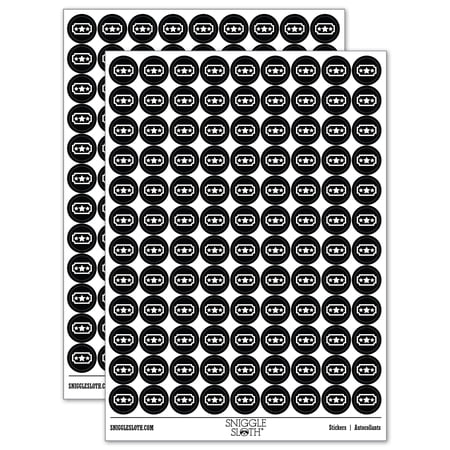 Movie Ticket with Stars Raffle Ticket Solid 200+ Round Stickers - Black - Gloss Finish - 0.50" Size