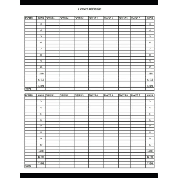 5 Crowns Score Sheets : 120 Large Score Sheets for Scorekeeping (Five