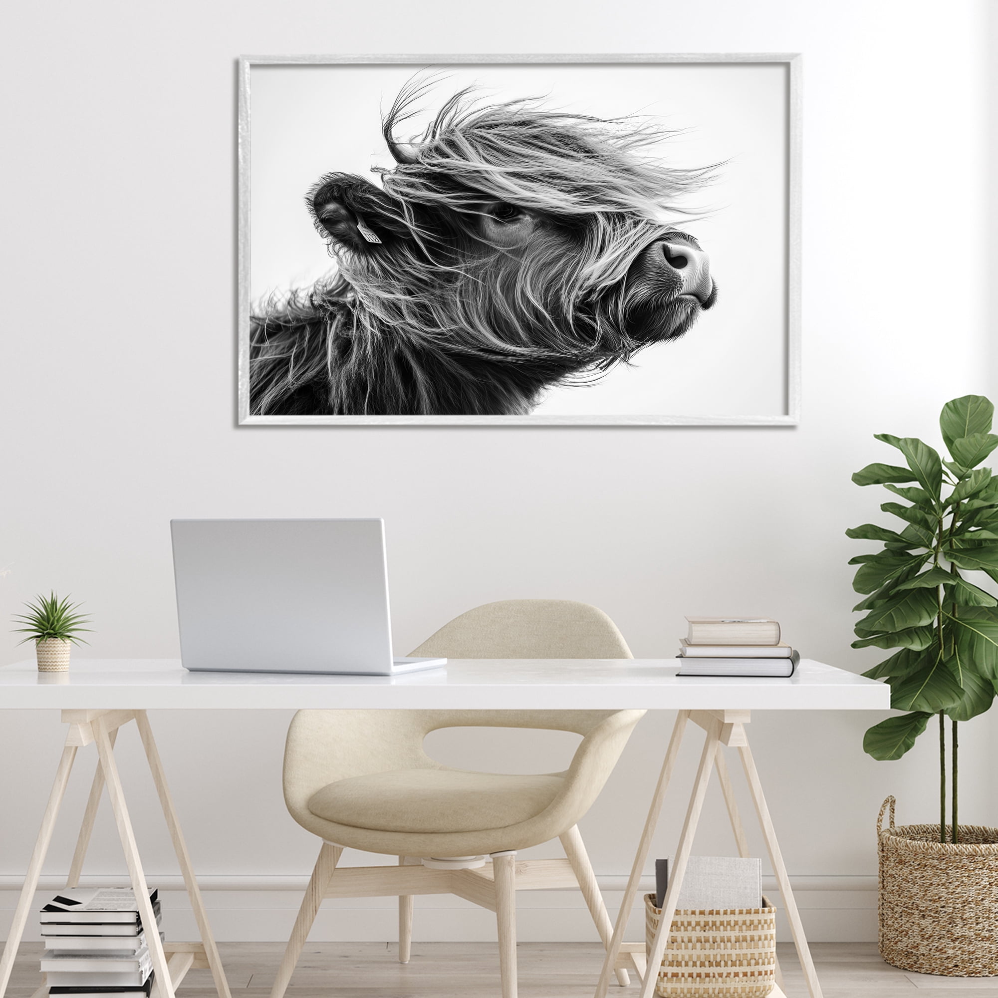 Stupell Industries Handsome Highland Portrait White Framed Giclee Art, design by Tina LeCour