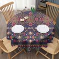 thumbnail image 3 of Purple Boho Tribal Floral and Mandalas Pattern Round Tablecloth 60"x60",Wrinkle Wipeable Table Cloth for Kitchen Dining Room Picnic Patio Party, 3 of 6