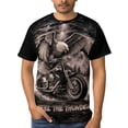 thumbnail image 3 of LAOLIUSN Men's Eagle Motorcycle Graphic T-Shirt, 3D Print Performance Stretch Biker Tee, Sizes S-4XL, 3 of 6