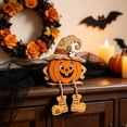 thumbnail image 5 of Wooden Halloween Pumpkin Decoration 6 in - Natural Wood Tabletop Ornament Sign Accent Display for Fireplace Mantel Shelf Tiered Tray Fall Harvest Decor Accent, 5 of 7