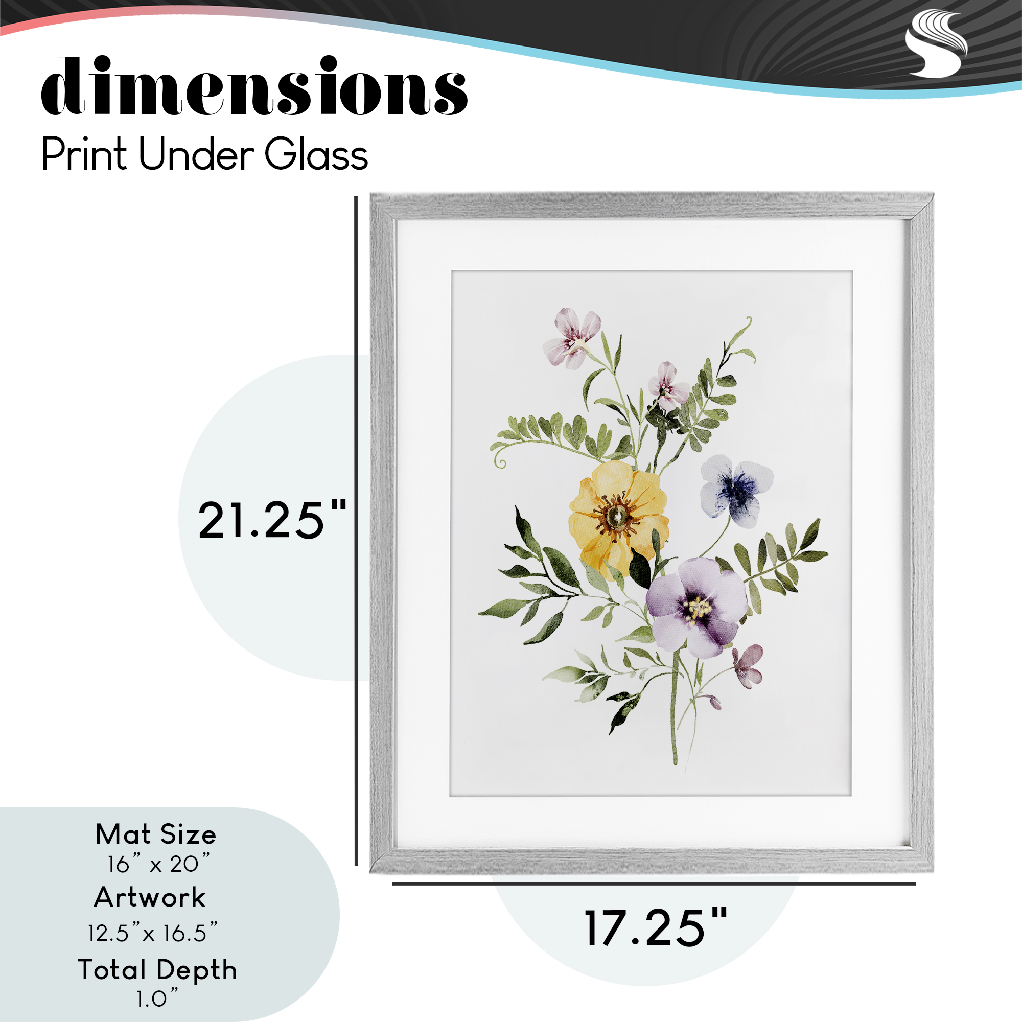 Garden Herbs Blooming Gray Framed Print Under Glass, design by Lettered and Lined
