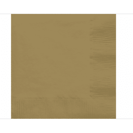 Amscan 2-Ply Lunch Napkins, 6-1/2" x 6-1/2", Gold, Pack Of 32 Napkins