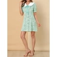 thumbnail image 5 of INSPIRE CHIC Robe-Chemise Courte à Manches Courtes pour Femmes, Coupe Évasée, Col Contrastant, 5 of 5