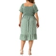thumbnail image 3 of Agnes Orinda Women's Plus Size Dress Ruffle Short Sleeves Flared Flowy Smock Floral Mid Dresses 4X Green, 3 of 6