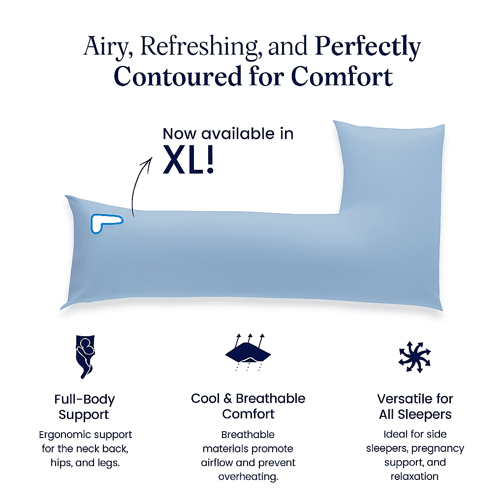 snuggL Body Pillow for Side Sleeper and Pregnancy, L Shaped for Knee, Back and Hip Support