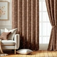 thumbnail image 2 of Vargottam Fine Line Rose Floral Design Blackout Curtains - Set of 2 Panels, 42 x 63 Inches Each - Light Blocking & Thermal Insulated Drapes with Grommet Top for Bedroom & Living Room - Brown, 2 of 9