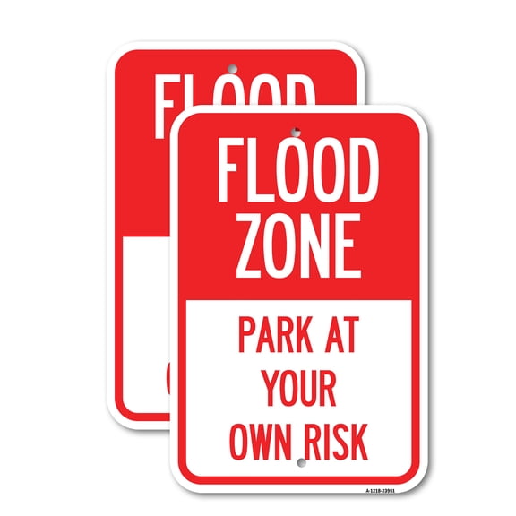 (2 Pack) Flood Zone | 18" X 24" Heavy-Gauge Aluminum Sign | Rust Free Aluminum, Weather Resistant, Waterproof, Fade Resistant, 2 Pre-drilled Holes